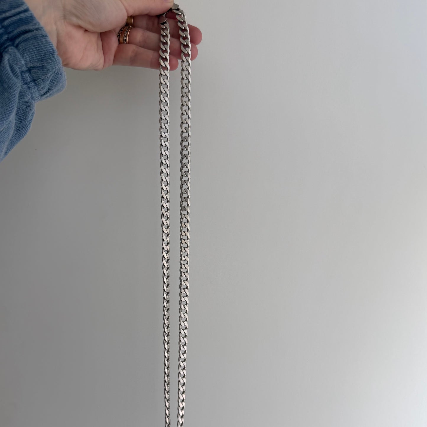 LIKE A LIVE // perfect curb chain / sterling silver chunky heavy flat chain / 30.75", 85g