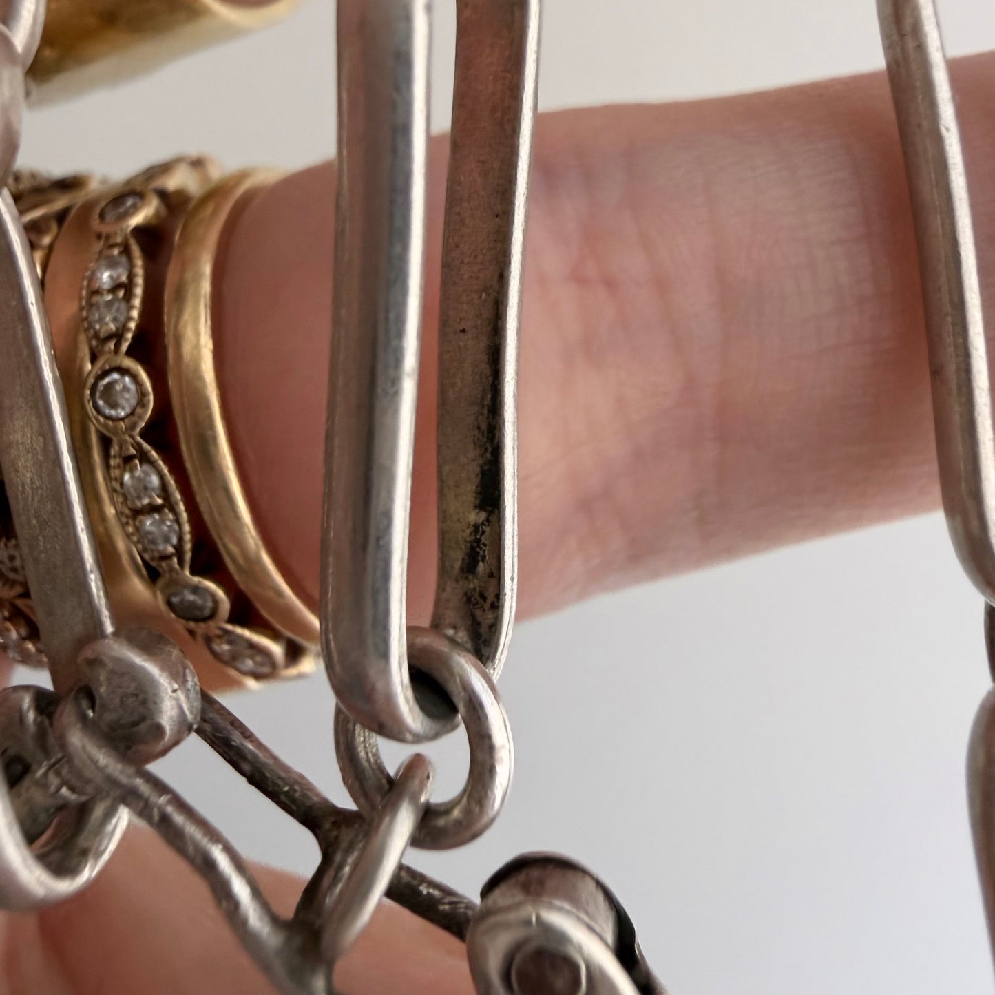 LIKE A LIVE // terrific trombone / sterling silver reworked trombone chain with carabiner charm holder clasp / ~16", 30g