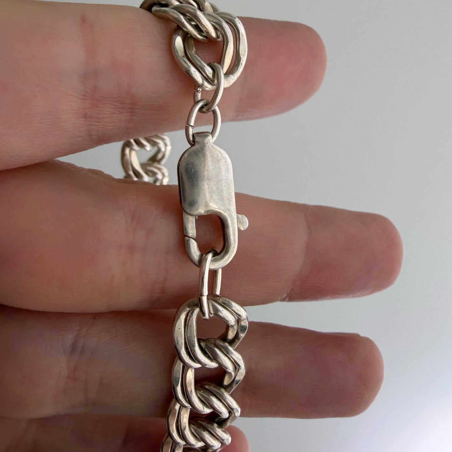 V I N T A G E // the start of something wonderful / sterling silver double curb chain wide flat necklace / 20", 52.9g