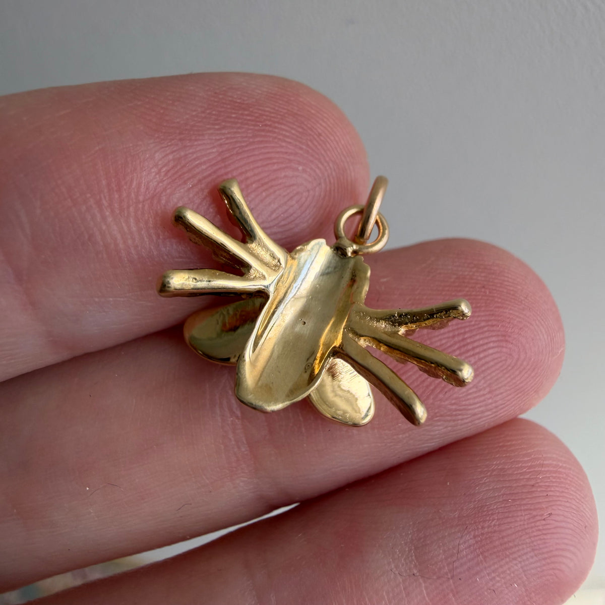 reimagined V I N T A G E // fly on the wall / 14k yellow gold and sapphire fly insect / pin conversion pendant