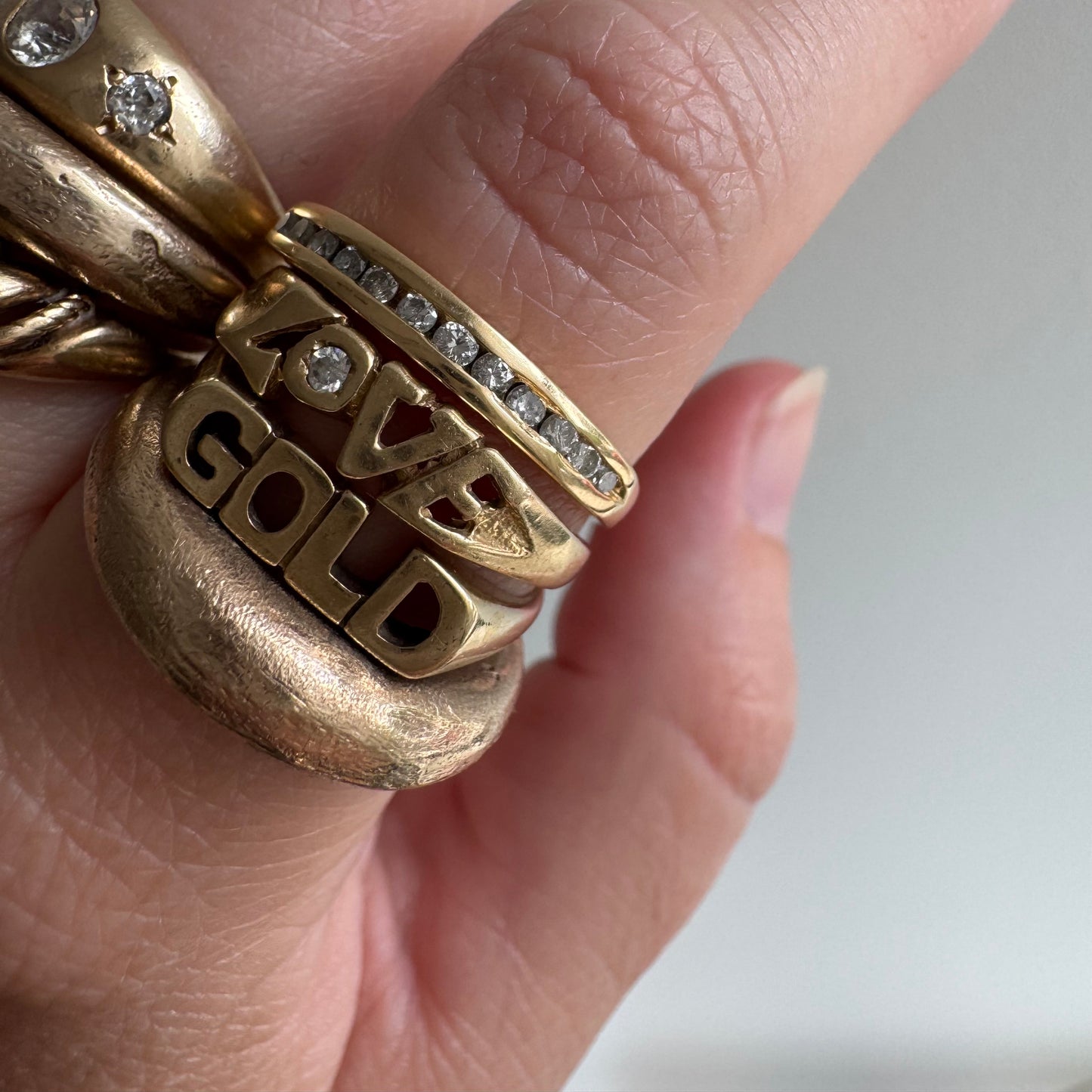 V I N T A G E // a dozen sparkles / 14k yellow gold and 12 channel set diamond half eternity band / size 7.75