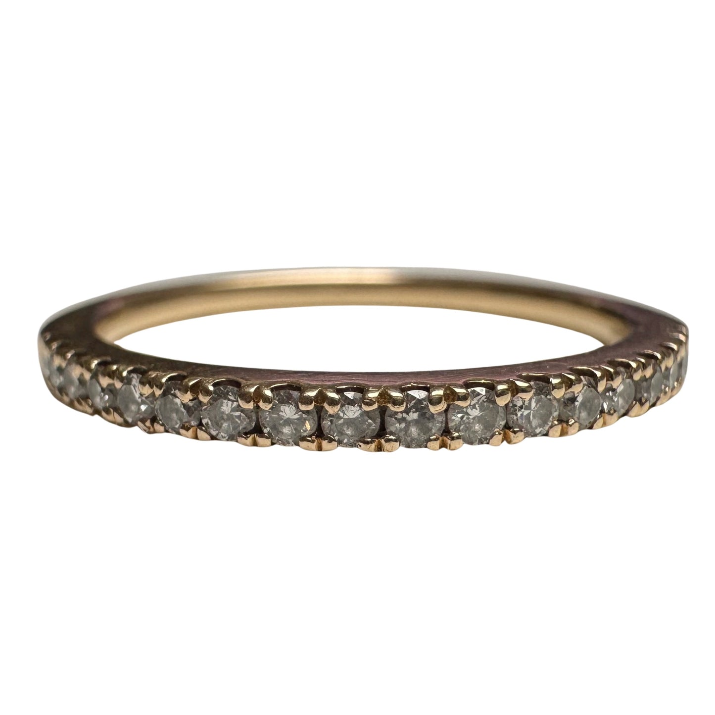 E S T A T E // 18 in a row / 14k yellow pave diamond modern pipe cut half eternity band / size 6.75