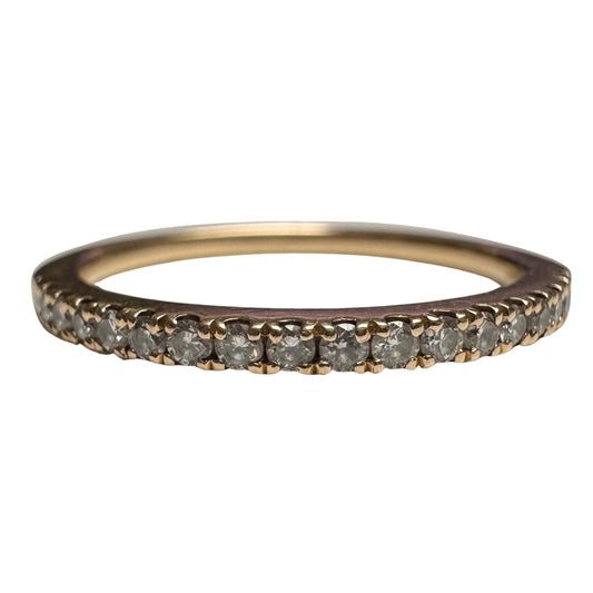 E S T A T E // 18 in a row / 14k yellow pave diamond modern pipe cut half eternity band / size 6.75