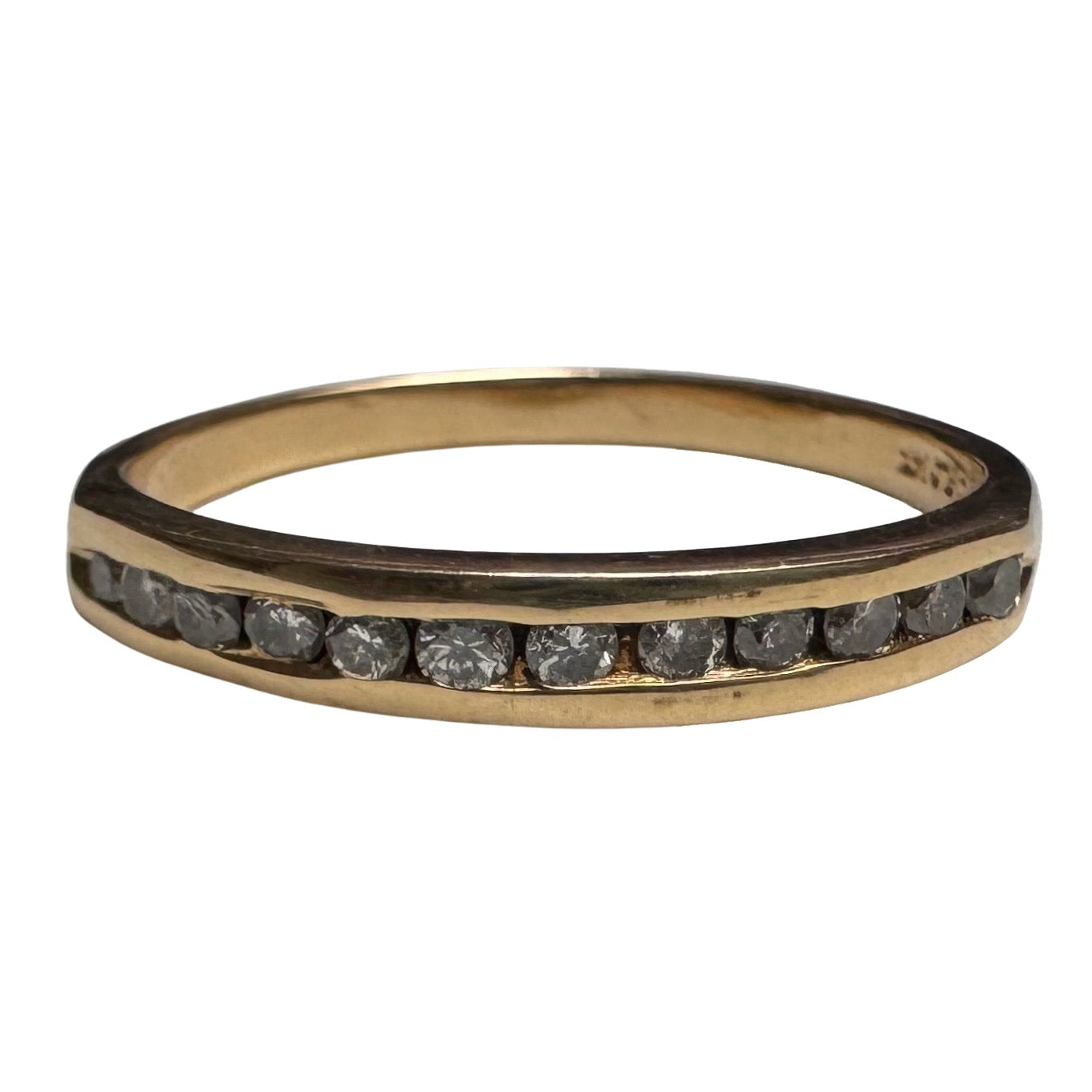 V I N T A G E // a dozen sparkles / 14k yellow gold and 12 channel set diamond half eternity band / size 7.75