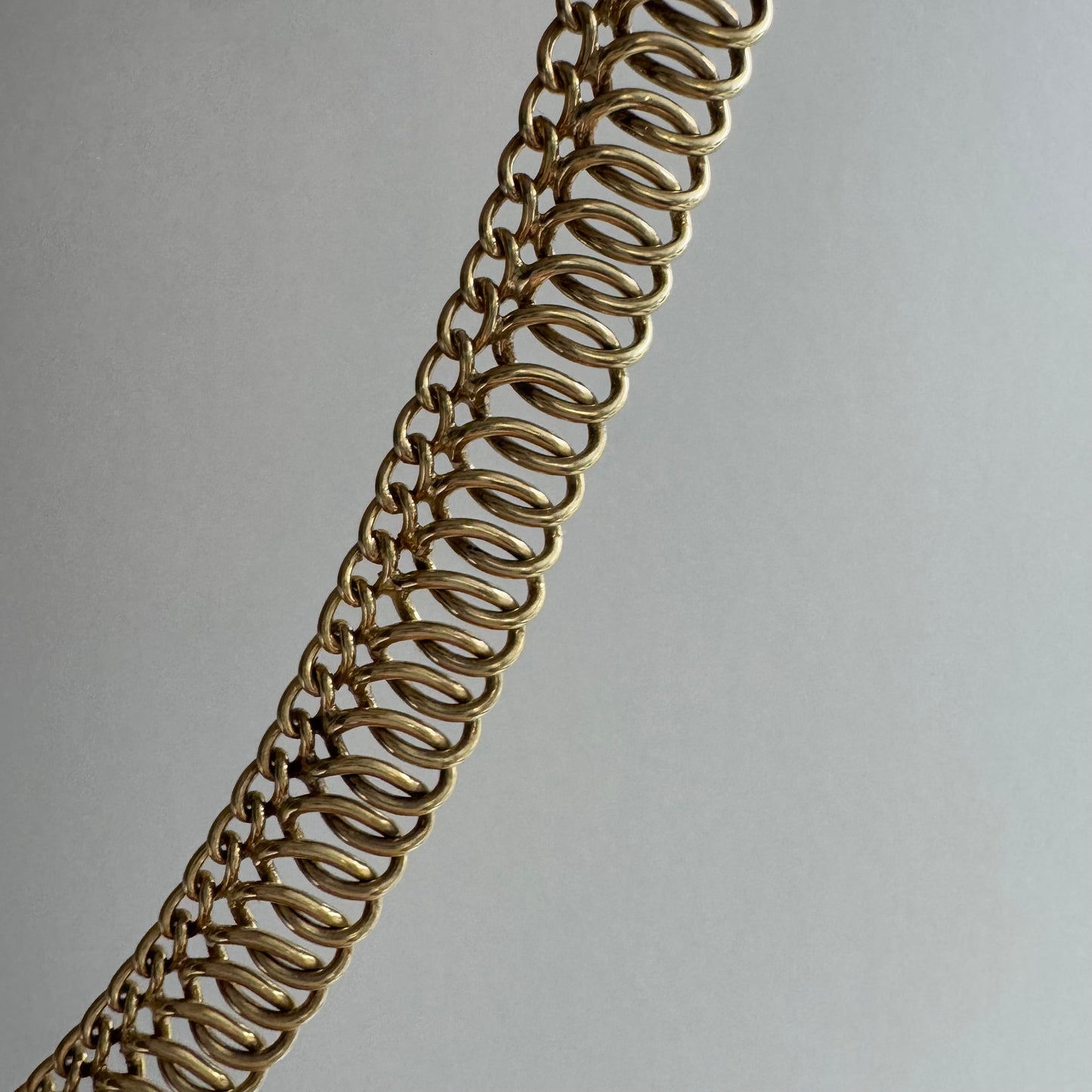V I N T A G E // cleopatra lace / 14k woven cleopatra style fringe collage necklace / 16.5", 43.7g