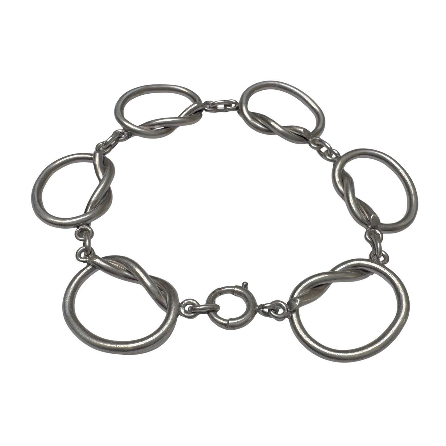 V I N T A G E // overhand / sterling silver overhand pretzel knot link bracelet / ~7.5", 22.7g