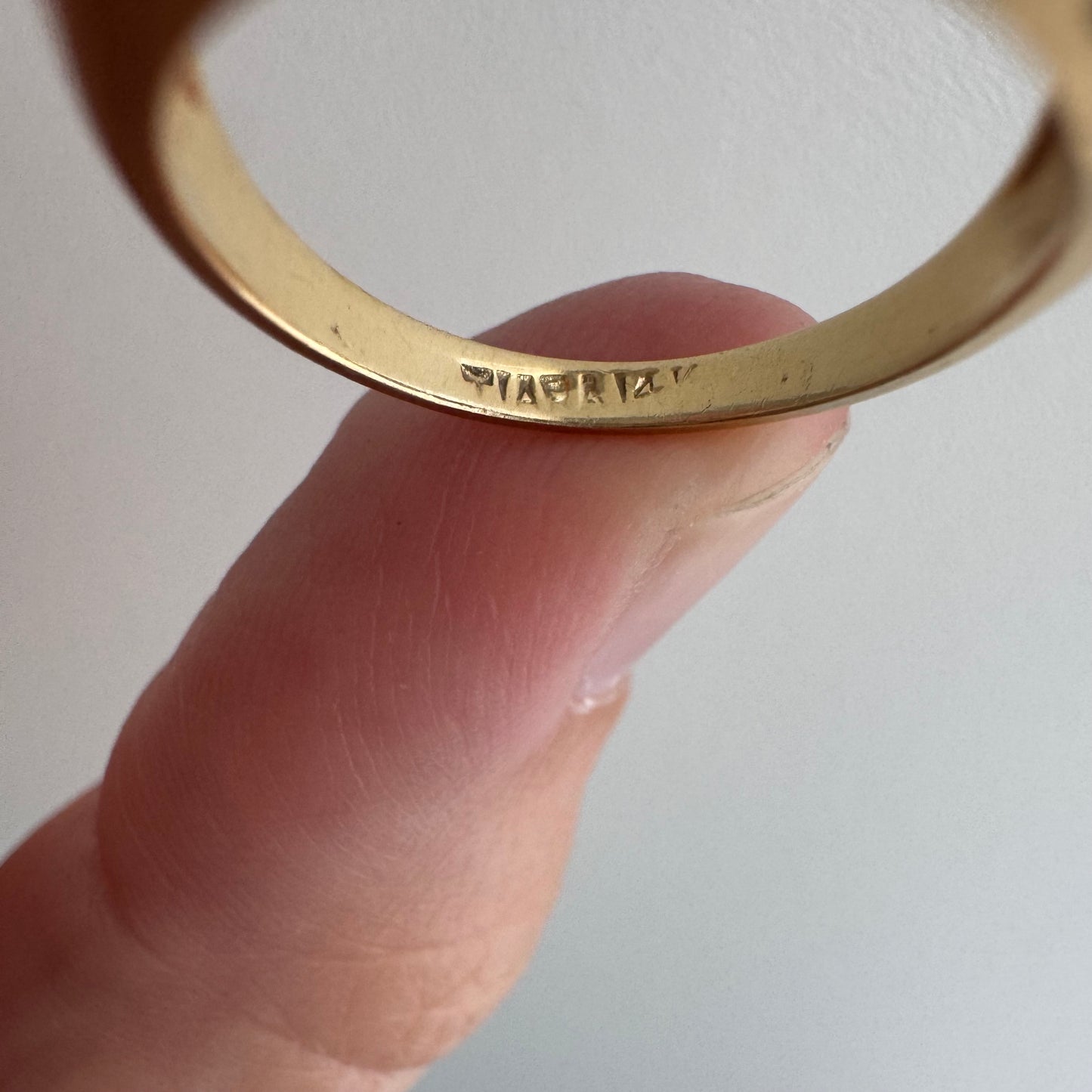 V I N T A G E // crystal clear / 14k yellow pave clear quartz double row stacking band / size 4.75