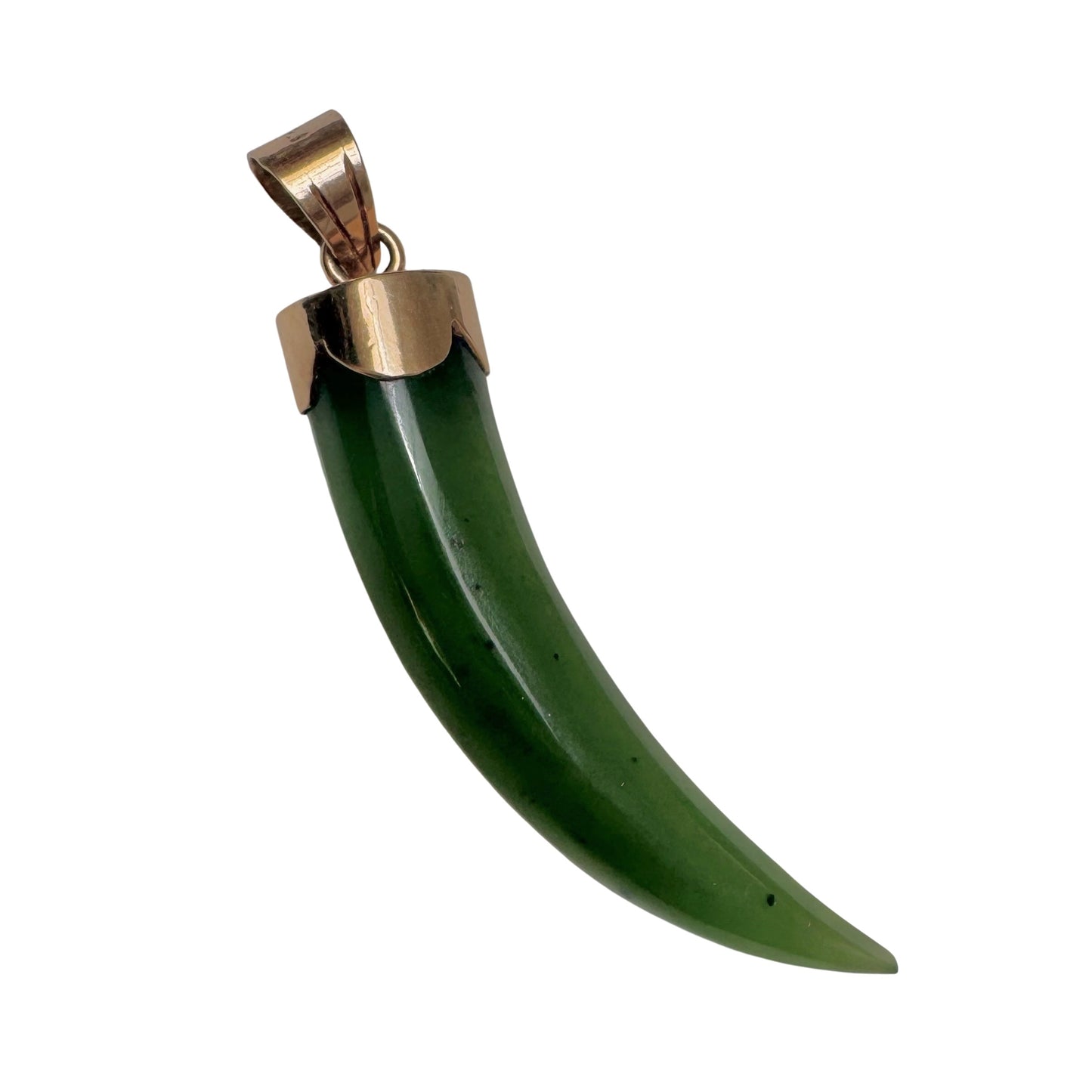 V I N T A G E // enviable green tusk / 14k and green jade tusk or talon / a statement pendant