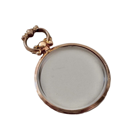 A N T I Q U E // timeless love / 9k 375 British beveled glass gold framed screw top locket / a fob pendant