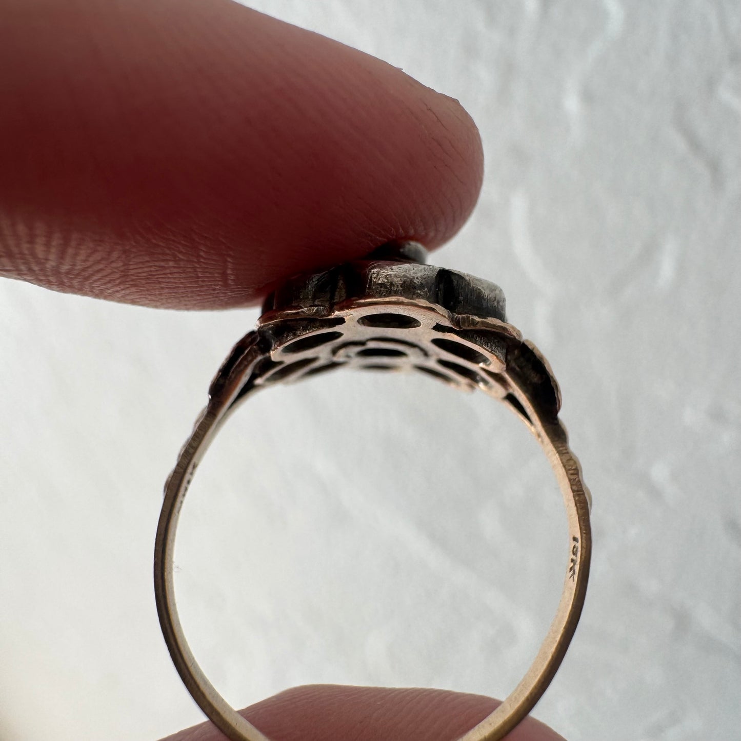 A N T I Q U E // star flower / late Georgian sterling silver topped 18k rose cut diamond celestial daisy cluster ring / size