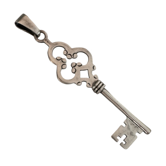 V I N T A G E // the key to... / sterling silver skeleton key / a large pendant