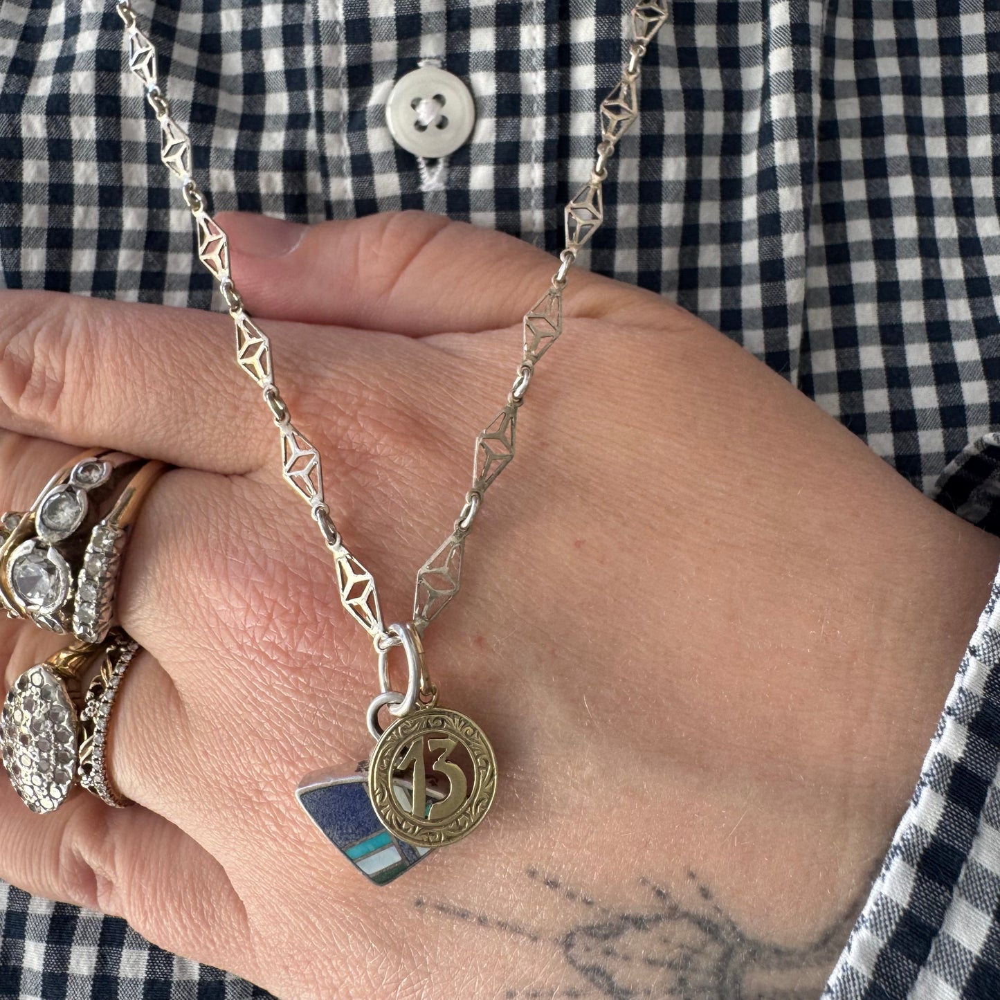 V I N T A G E // string of kites / sterling silver fancy filigree link chain necklace / 23.75", 6g
