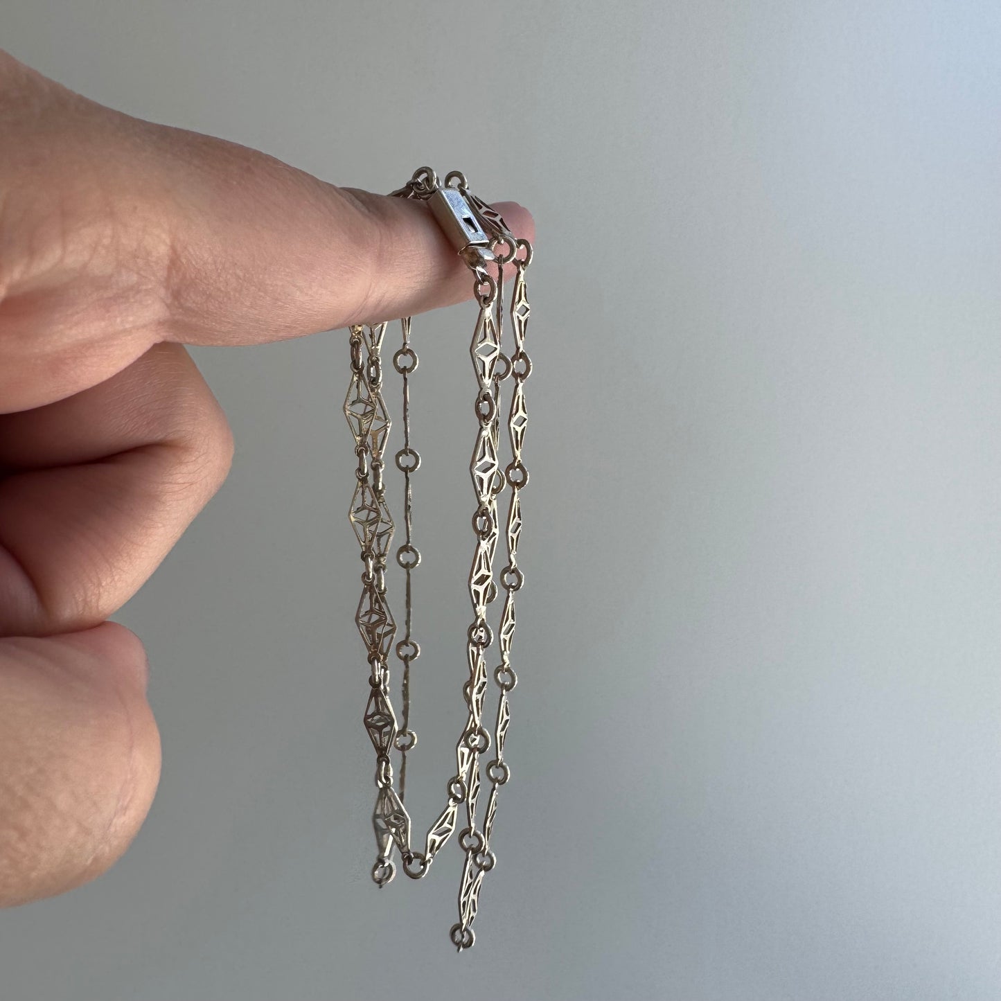 V I N T A G E // string of kites / sterling silver fancy filigree link chain necklace / 23.75", 6g