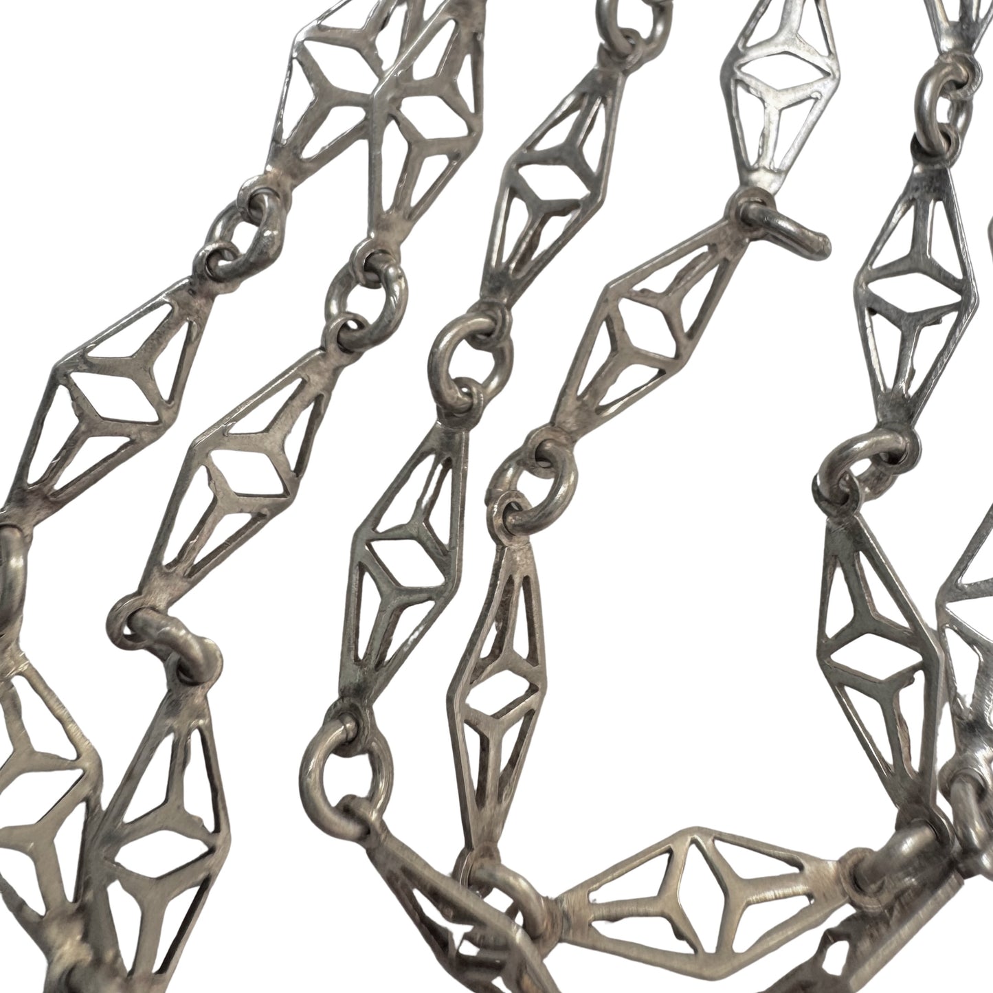 V I N T A G E // string of kites / sterling silver fancy filigree link chain necklace / 23.75", 6g