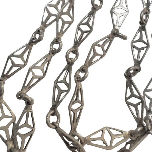 V I N T A G E // string of kites / sterling silver fancy filigree link chain necklace / 23.75", 6g