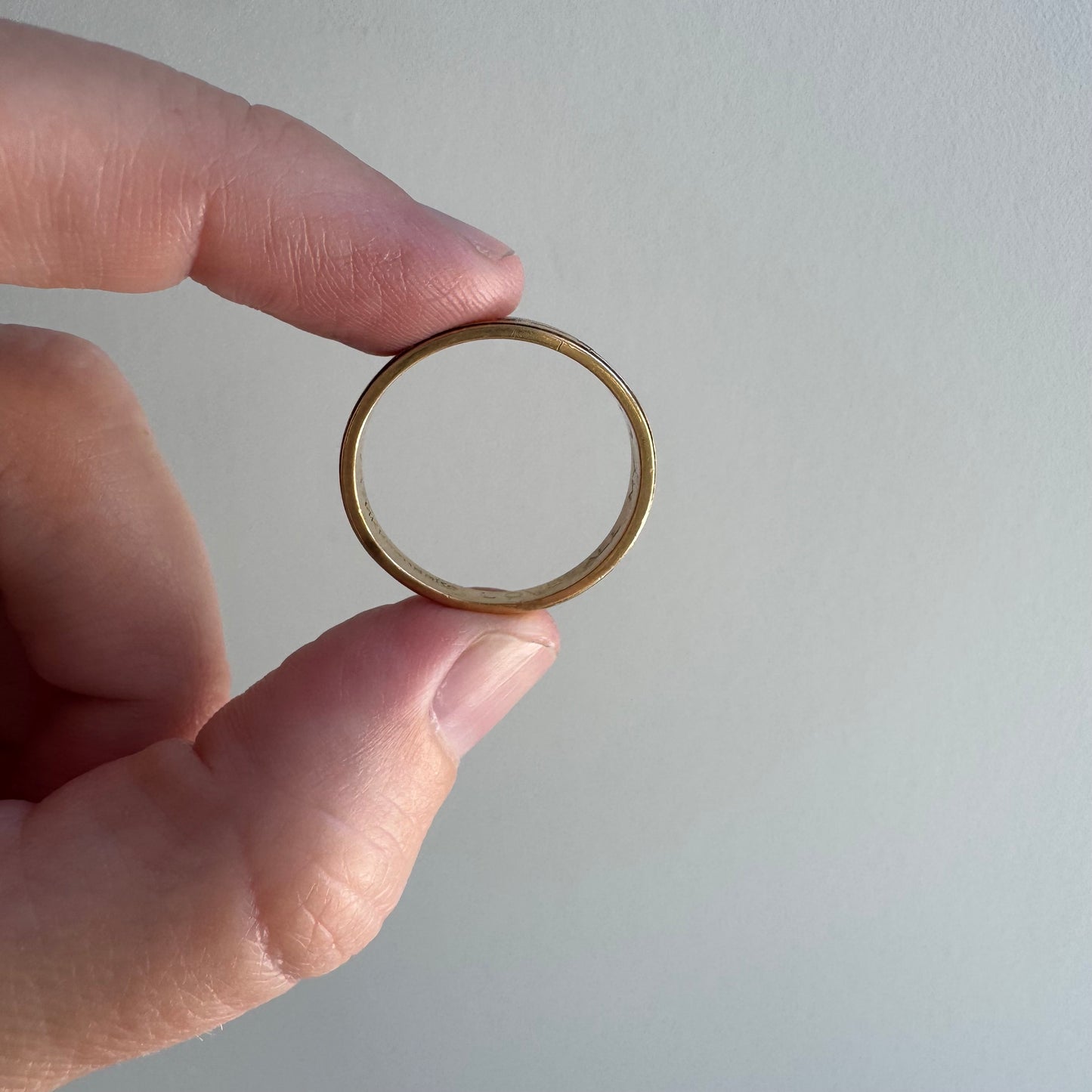 V I N T A G E // subtle stars / 14k and diamond trilogy half eternity tapered wide band / size ~8.75