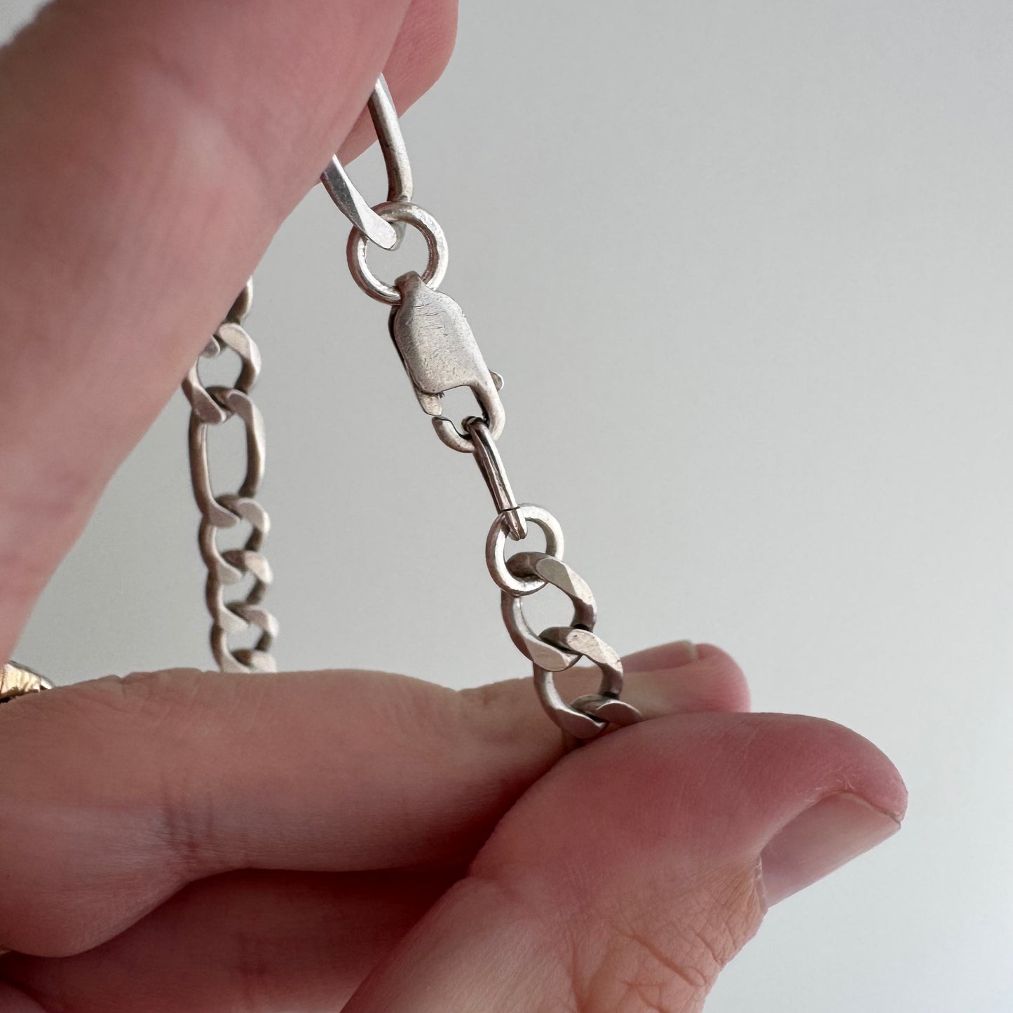 reimagined V I N T A G E // modern day watch chain / re-worked sterling chunky figaro chain with vintage carabiner clasp / ~25", 36.7g