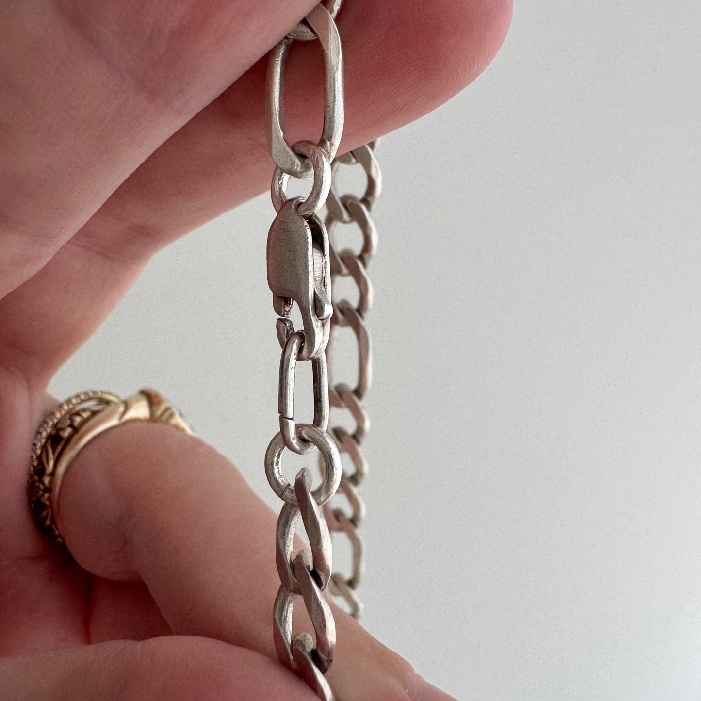 reimagined V I N T A G E // modern day watch chain / re-worked sterling chunky figaro chain with vintage carabiner clasp / ~25", 36.7g