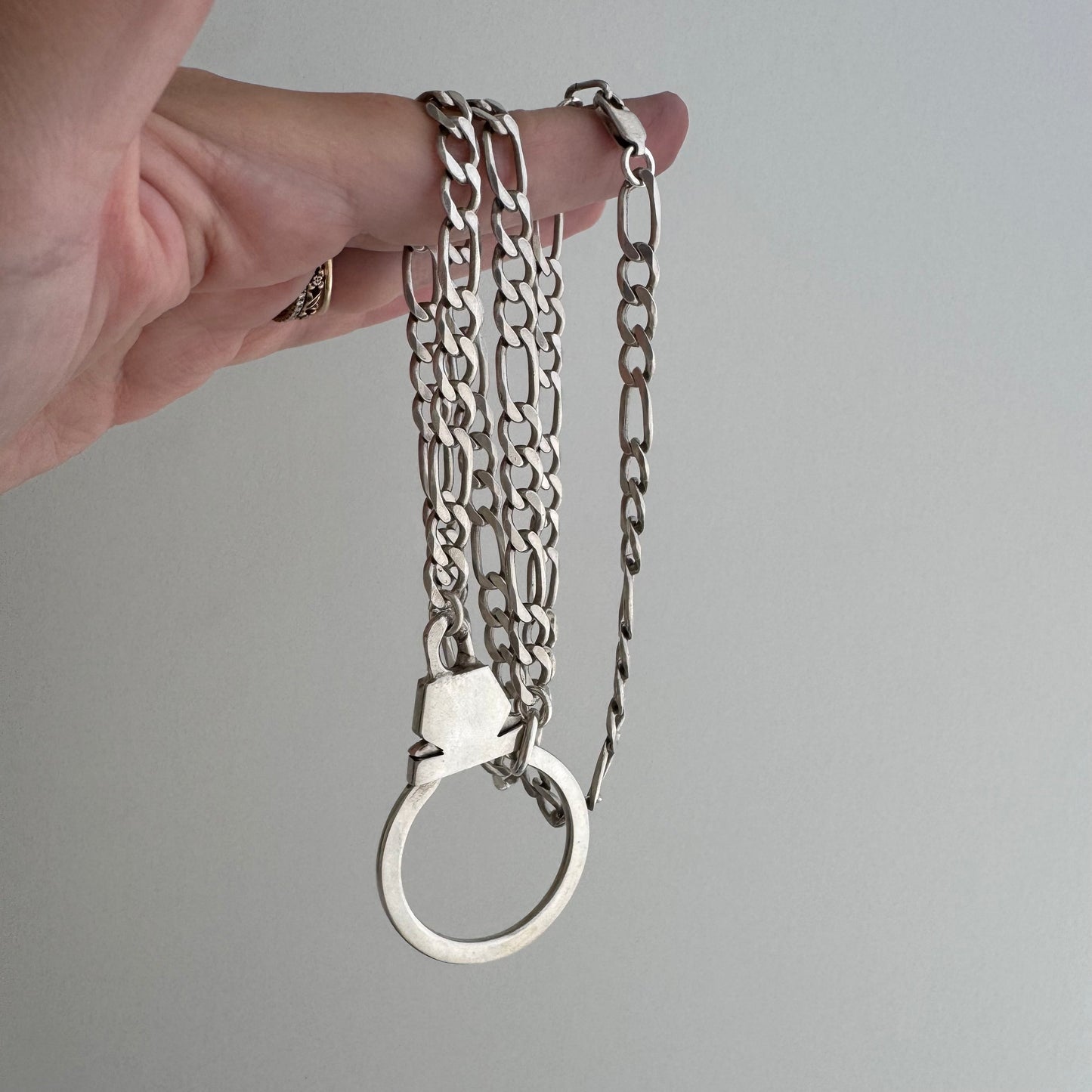 reimagined V I N T A G E // modern day watch chain / re-worked sterling chunky figaro chain with vintage carabiner clasp / ~25", 36.7g