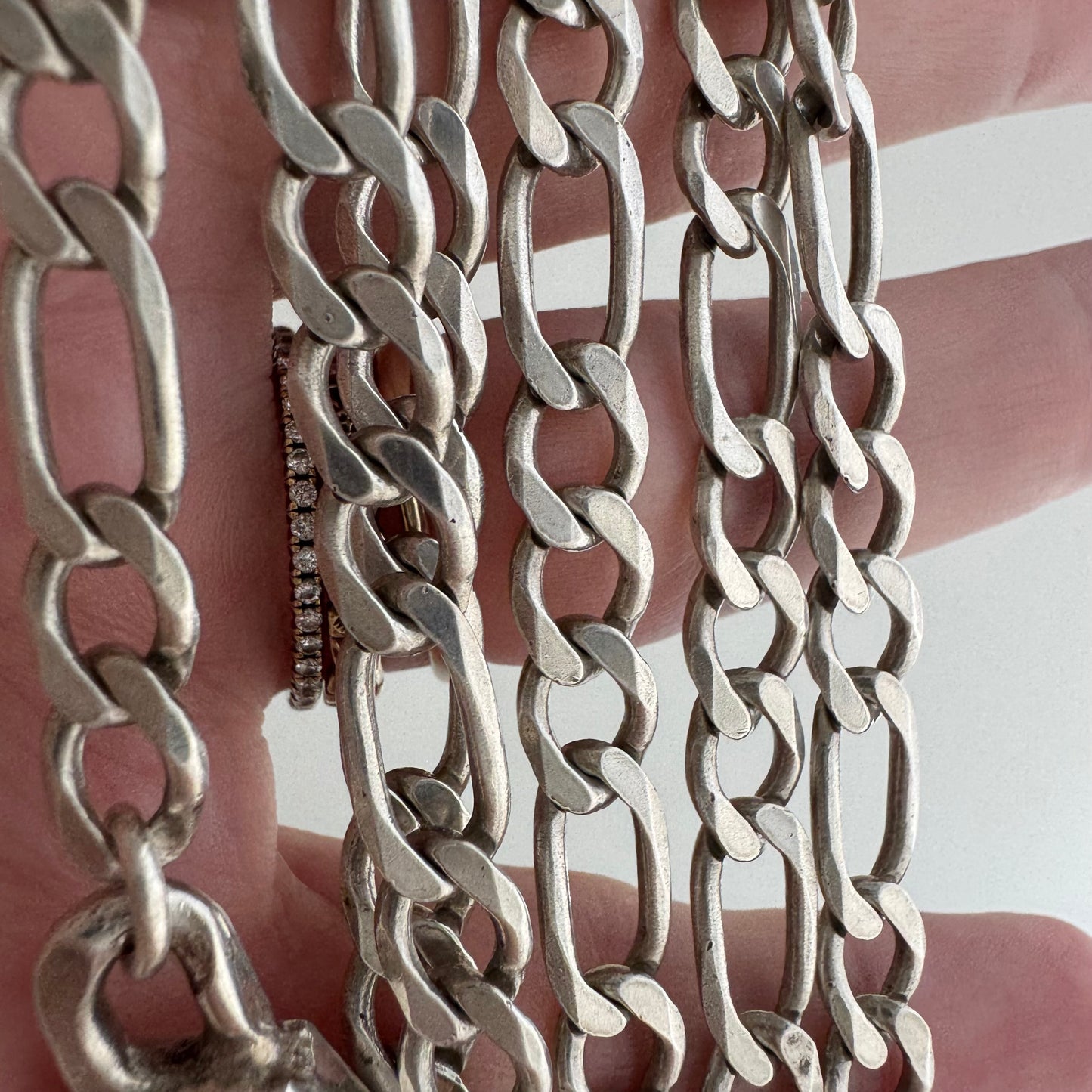 reimagined V I N T A G E // modern day watch chain / re-worked sterling chunky figaro chain with vintage carabiner clasp / ~25", 36.7g