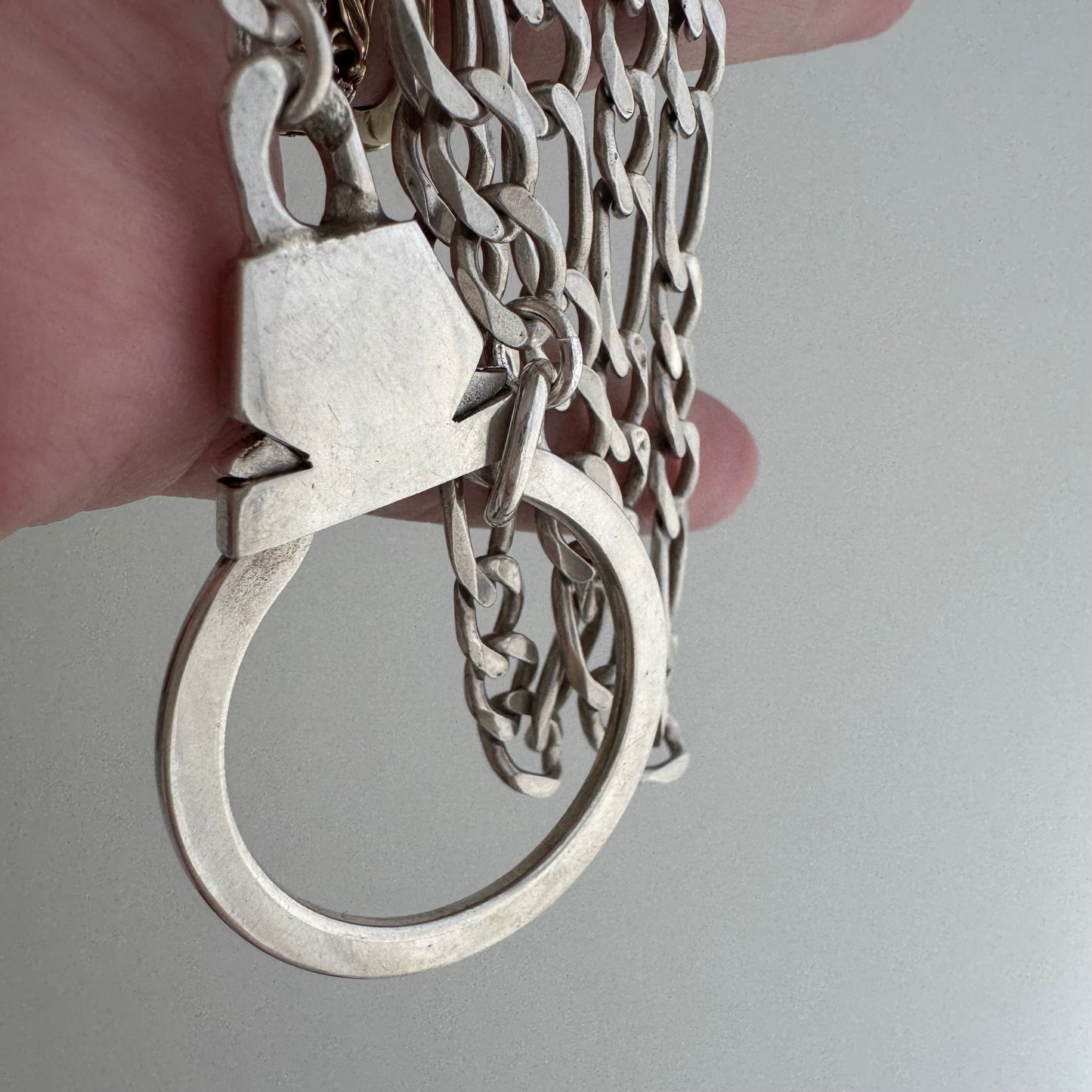 reimagined V I N T A G E // modern day watch chain / re-worked sterling chunky figaro chain with vintage carabiner clasp / ~25", 36.7g