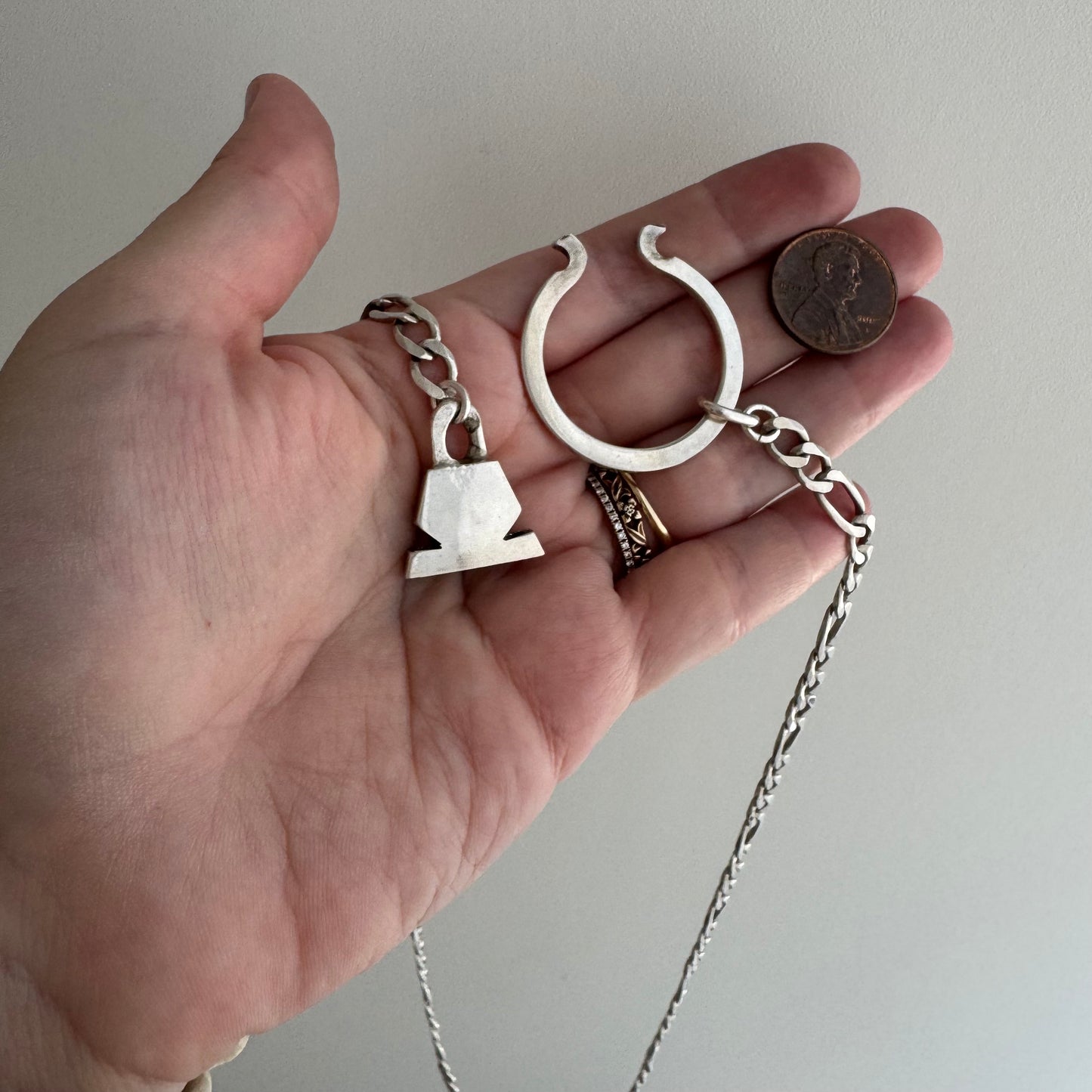reimagined V I N T A G E // modern day watch chain / re-worked sterling chunky figaro chain with vintage carabiner clasp / ~25", 36.7g