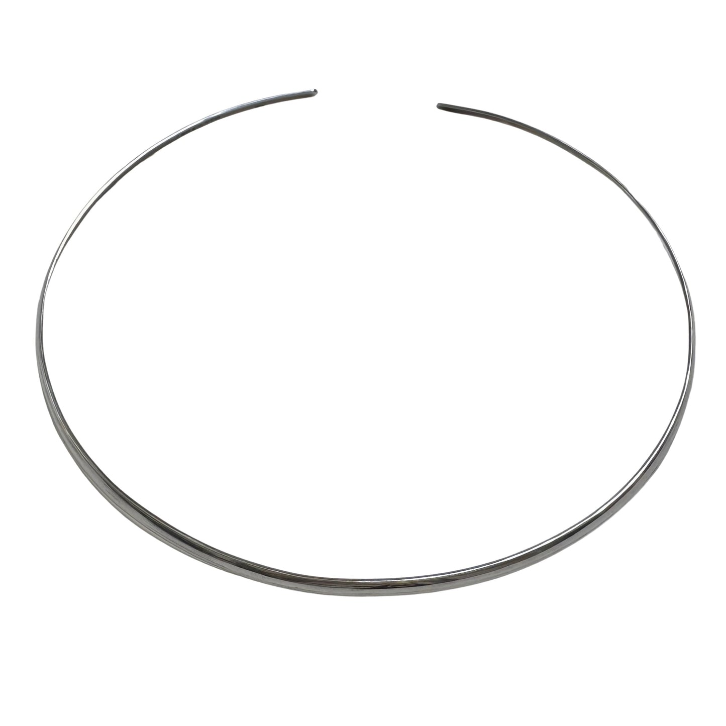 V I N T A G E // open loop / 950 silver flat narrow collar necklace / flexible 14"