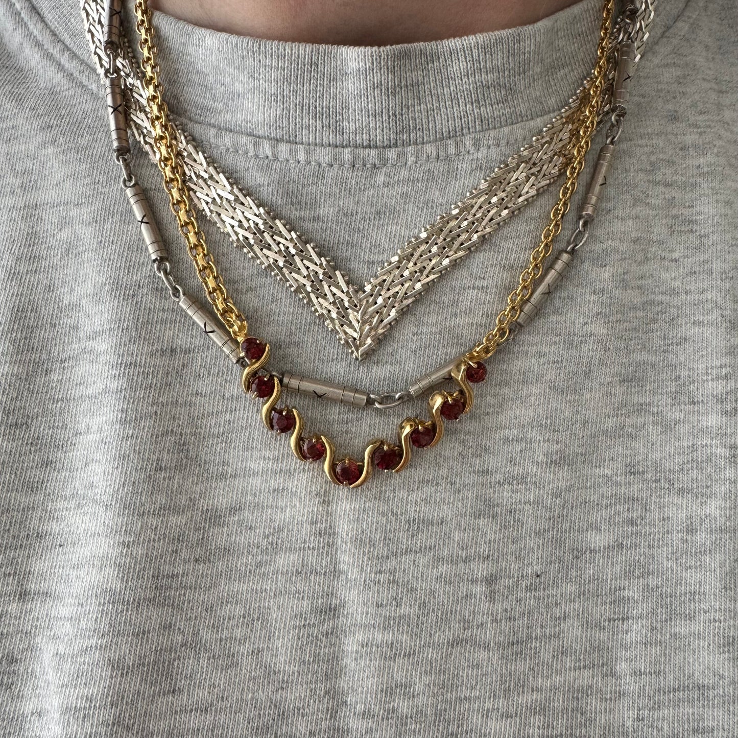 V I N T A G E // weave it together / bright white sterling silver flat woven necklace / 17", 56.8g