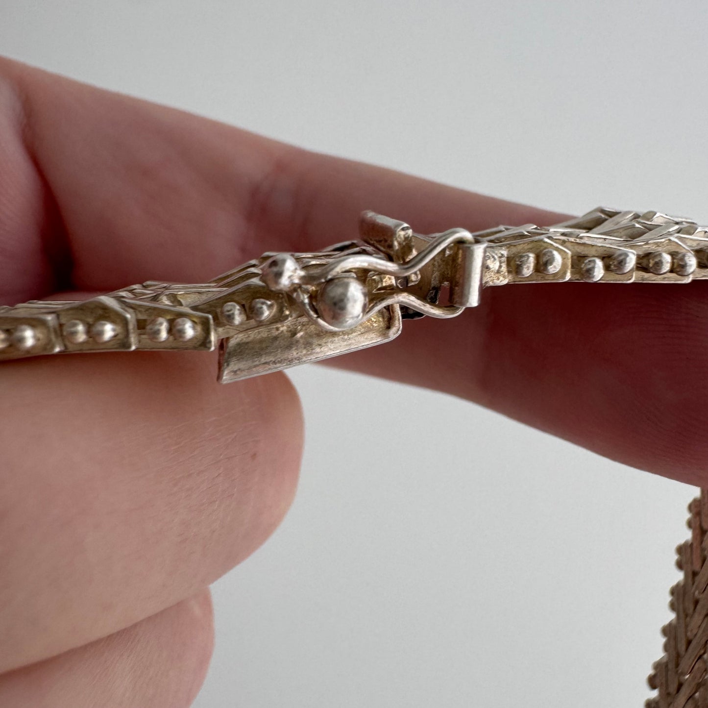 V I N T A G E // weave it together / bright white sterling silver flat woven necklace / 17", 56.8g