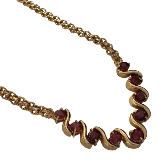 E S T A T E // shades of burgundy / gold over sterling silver bismark necklace with maybe garnets / 18", 16.1g