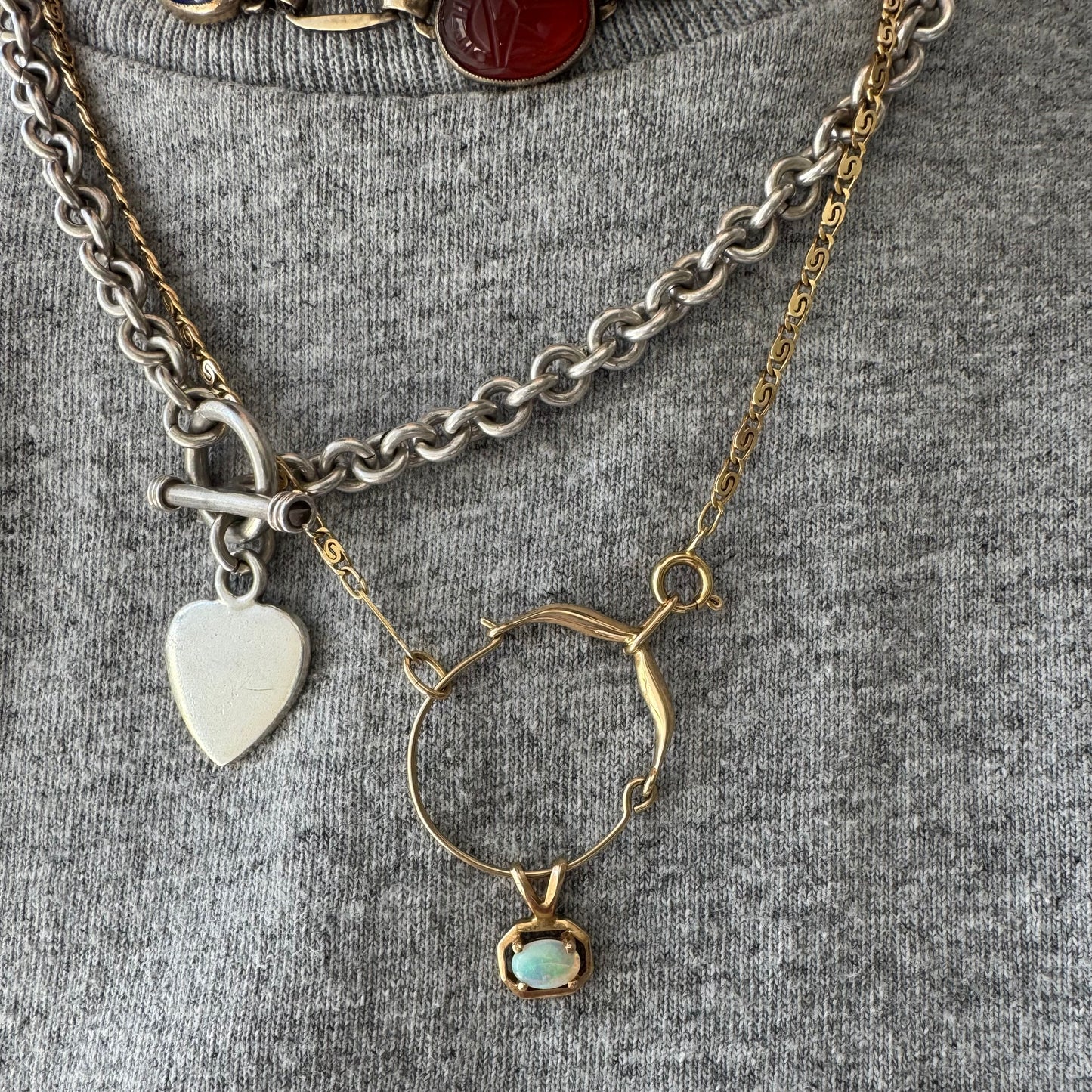 V I N T A G E // spiraling / 14k yellow gold spiral chain and charm holder / 18.25", 7g