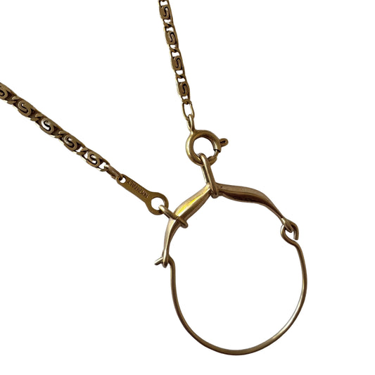 V I N T A G E // spiraling / 14k yellow gold spiral chain and charm holder / 18.25", 7g