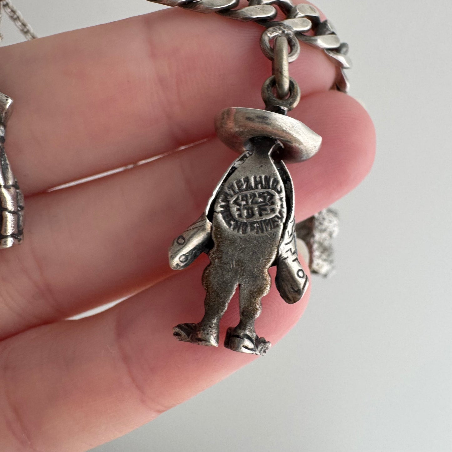 V I N T A G E // many milagros / sterling silver older Mexican charm bracelet / 6.5", 52.3g