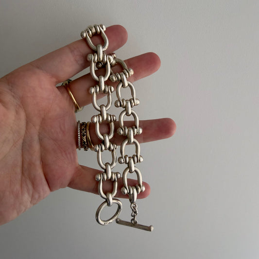 LIKE A LIVE // chunky equestrian link perplexing length toggle chain / sterling silver, 10", 66.7g