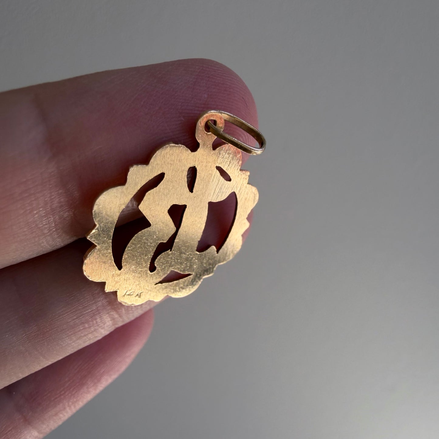 V I N T A G E // lucky 13 / 12k marked 14k yellow gold lucky talisman / a pendant charm