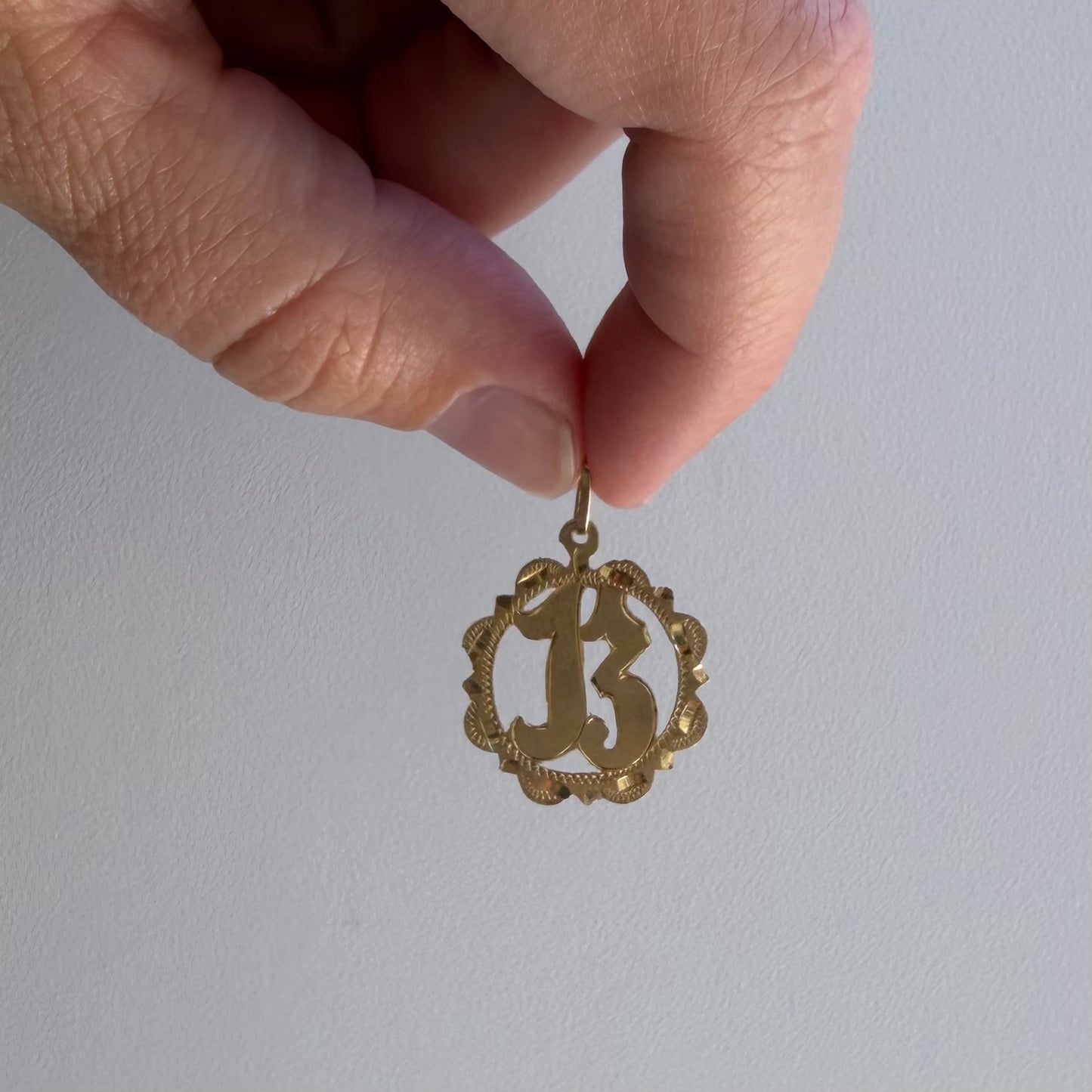 V I N T A G E // lucky 13 / 12k marked 14k yellow gold lucky talisman / a pendant charm