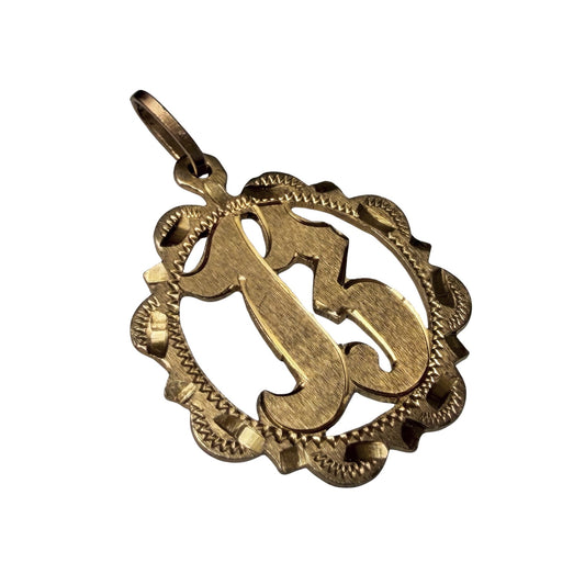 V I N T A G E // lucky 13 / 12k marked 14k yellow gold lucky talisman / a pendant charm