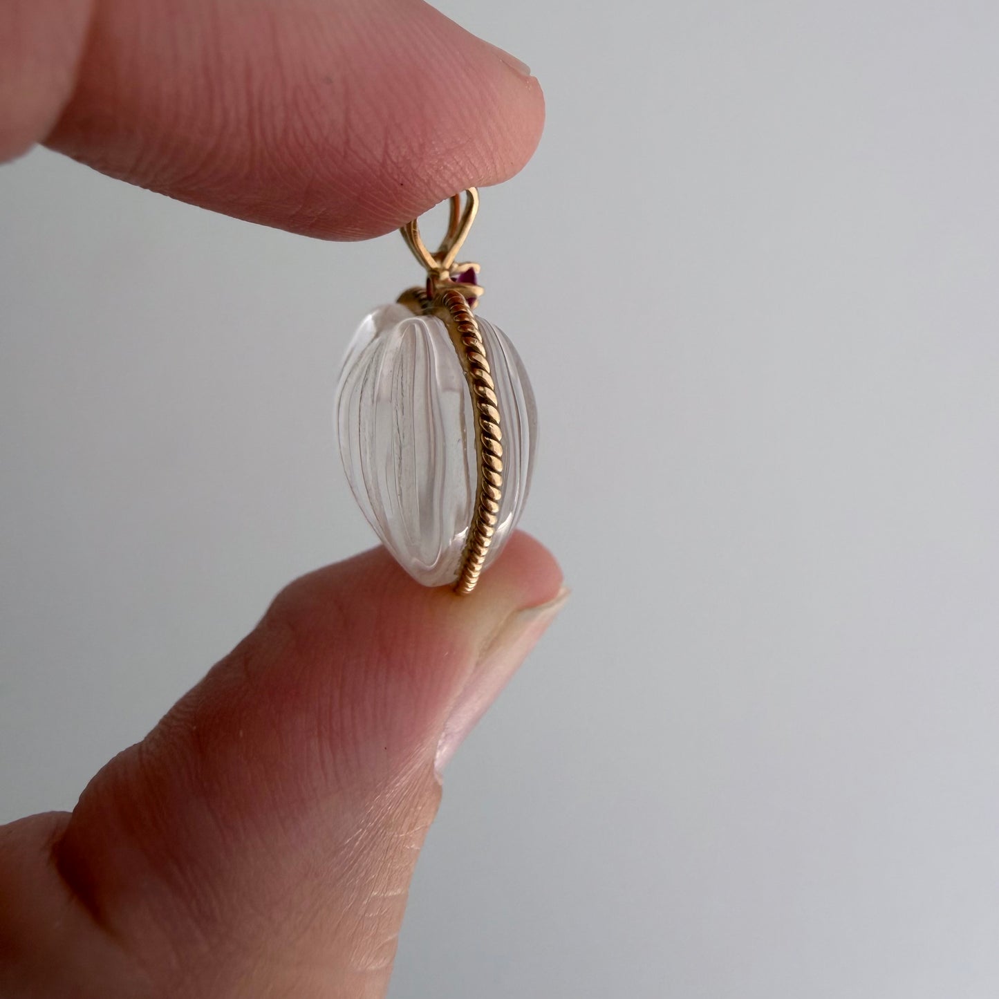 V I N T A G E // clarity of heart / 14k and carved rock crystal heart / a pendant