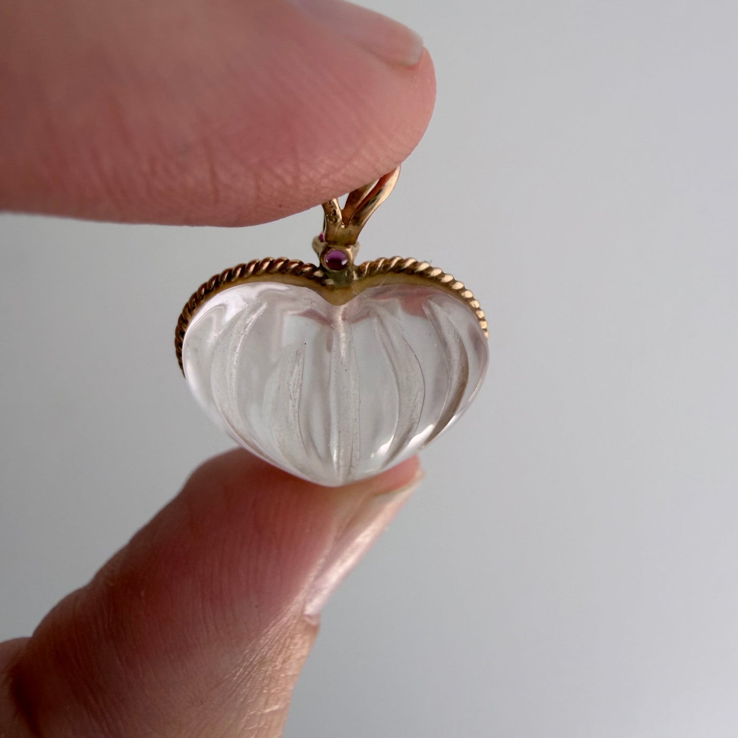 V I N T A G E // clarity of heart / 14k and carved rock crystal heart / a pendant