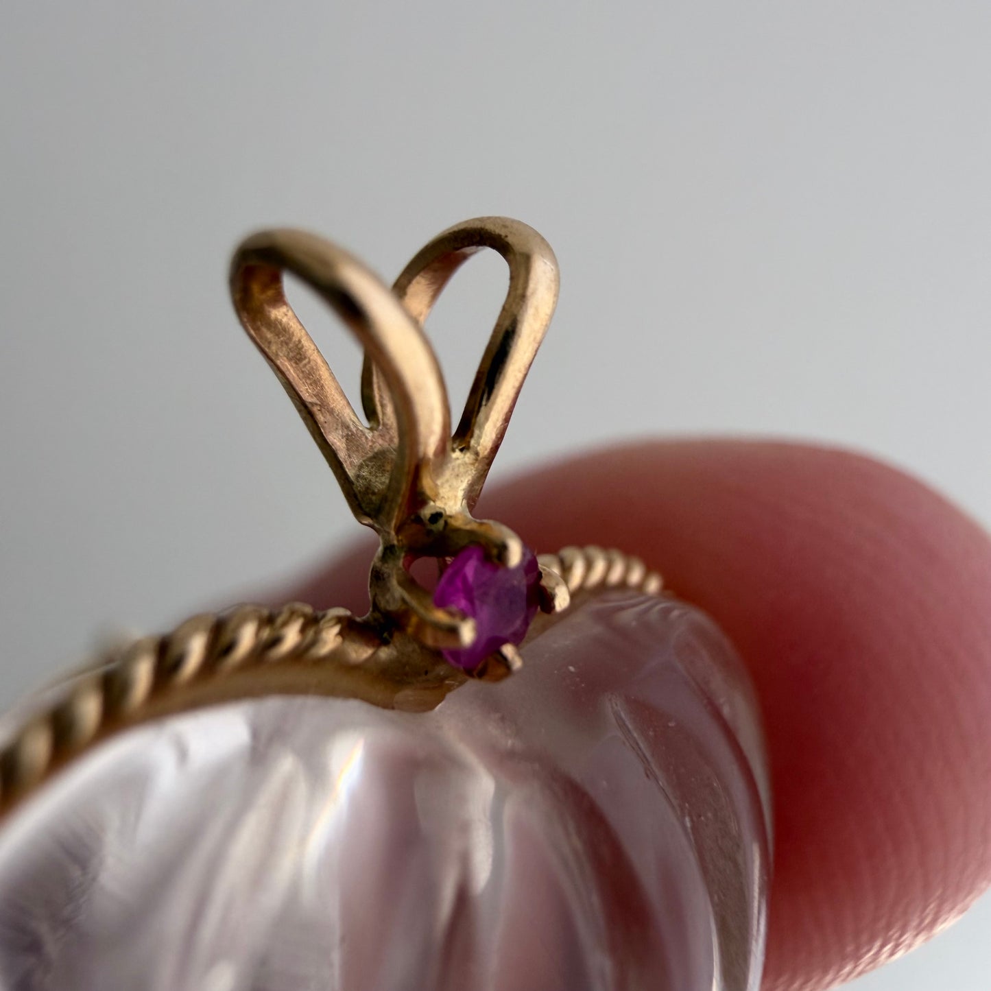 V I N T A G E // clarity of heart / 14k and carved rock crystal heart / a pendant