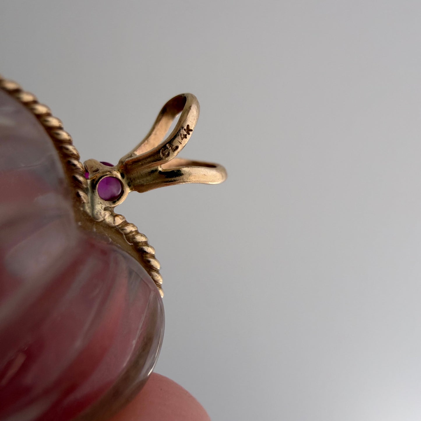 V I N T A G E // clarity of heart / 14k and carved rock crystal heart / a pendant