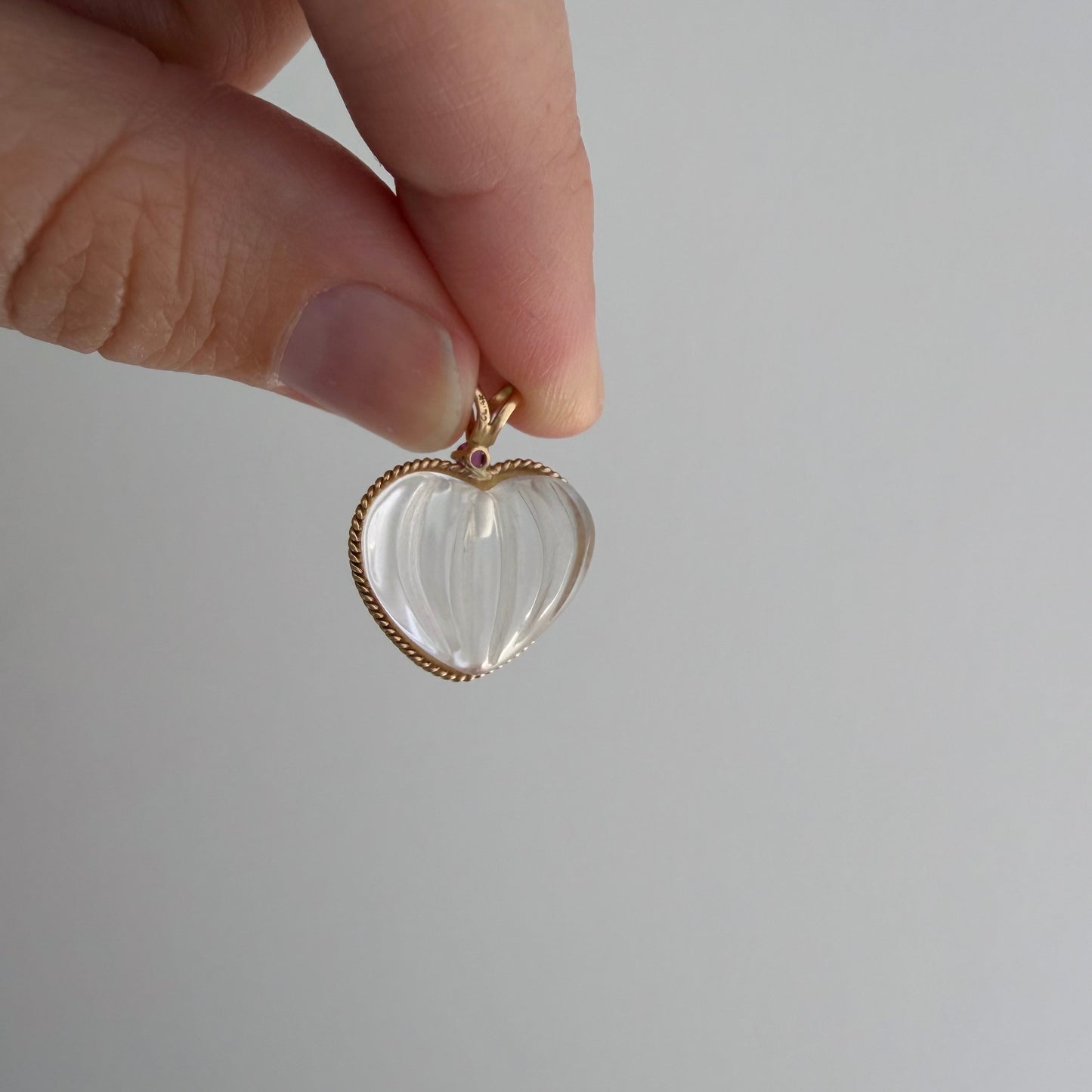 V I N T A G E // clarity of heart / 14k and carved rock crystal heart / a pendant