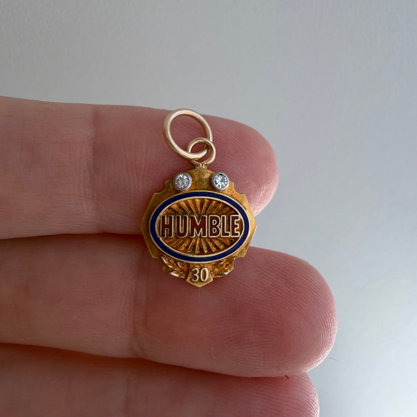 V I N T A G E // humble / 10k with enamel and diamond humble service award / a pin conversion pendant