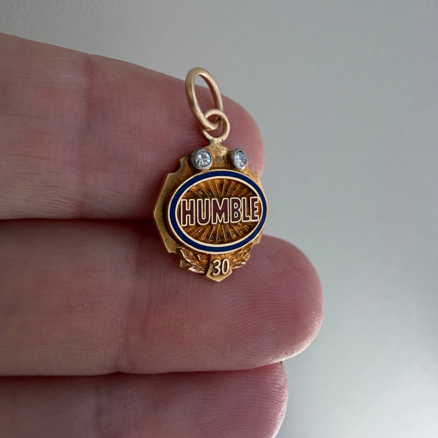 V I N T A G E // humble / 10k with enamel and diamond humble service award / a pin conversion pendant