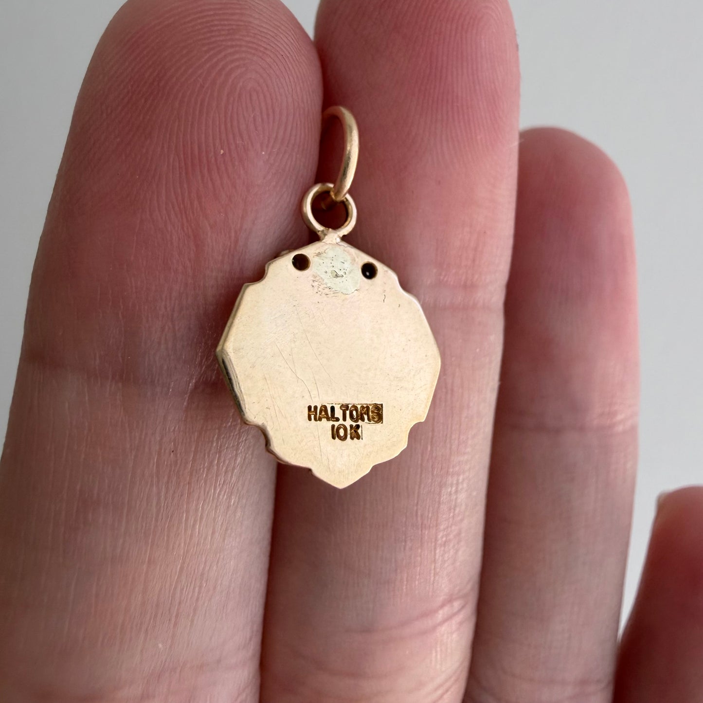 V I N T A G E // humble / 10k with enamel and diamond humble service award / a pin conversion pendant