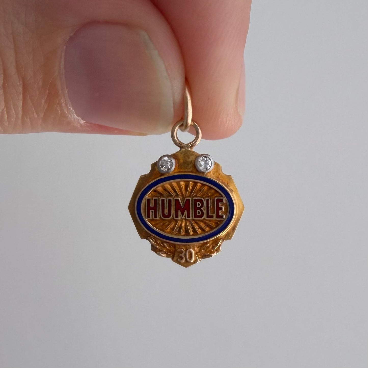 V I N T A G E // humble / 10k with enamel and diamond humble service award / a pin conversion pendant