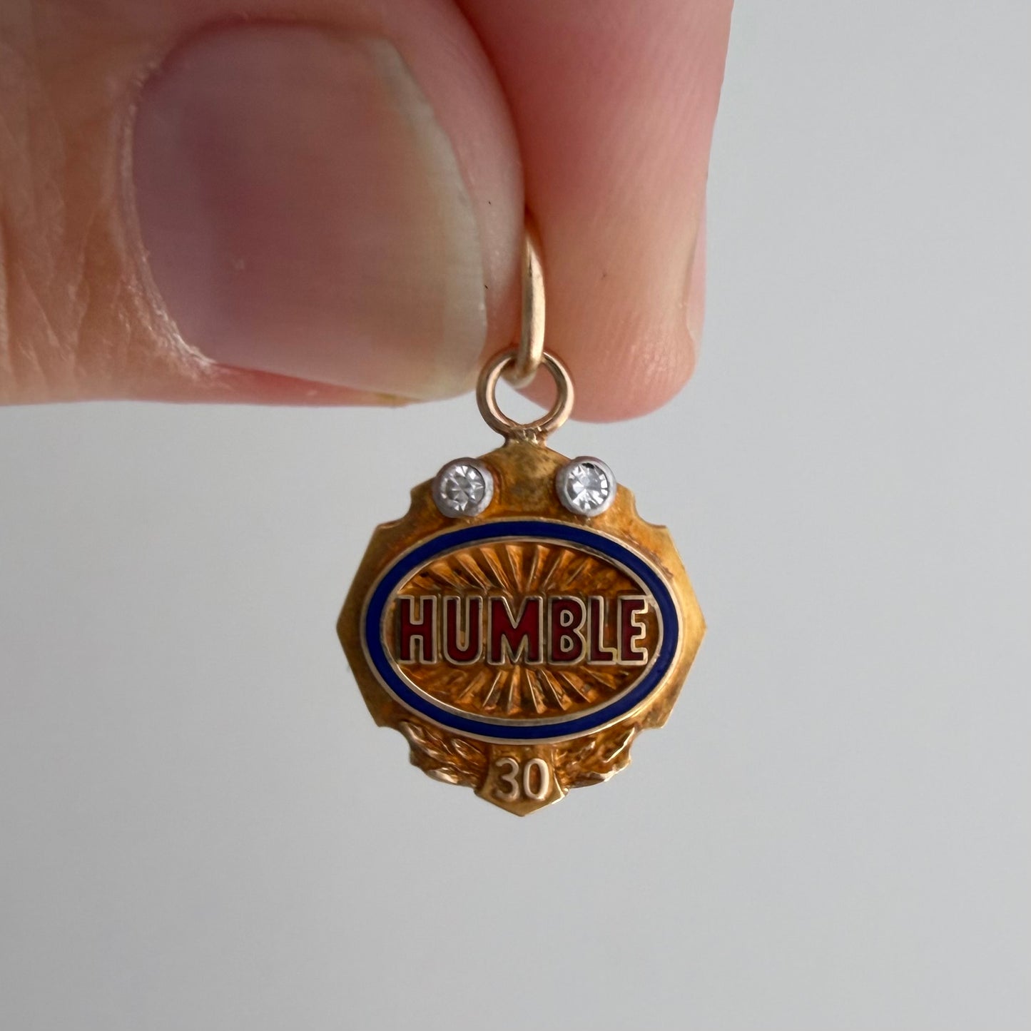 V I N T A G E // humble / 10k with enamel and diamond humble service award / a pin conversion pendant