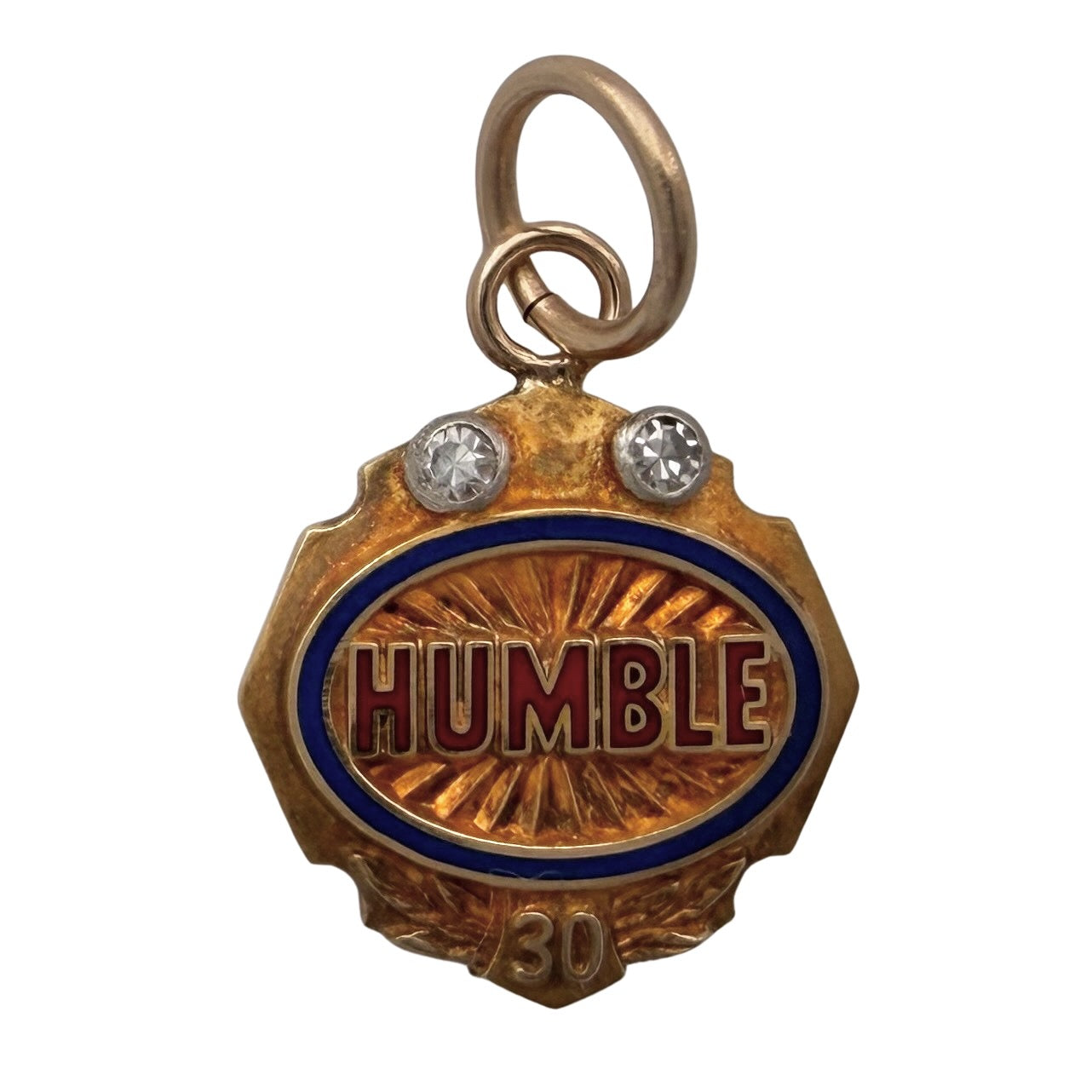 V I N T A G E // humble / 10k with enamel and diamond humble service award / a pin conversion pendant