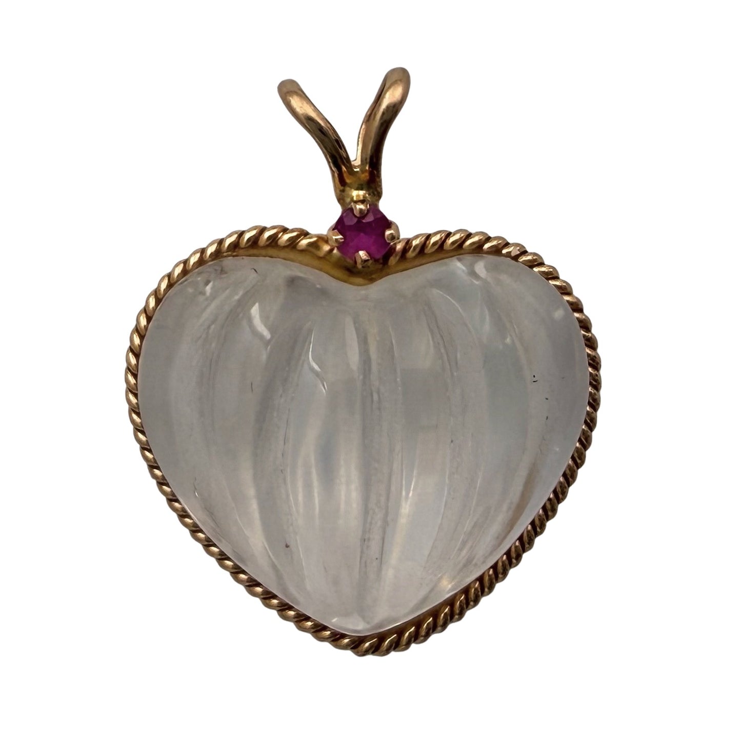 V I N T A G E // clarity of heart / 14k and carved rock crystal heart / a pendant