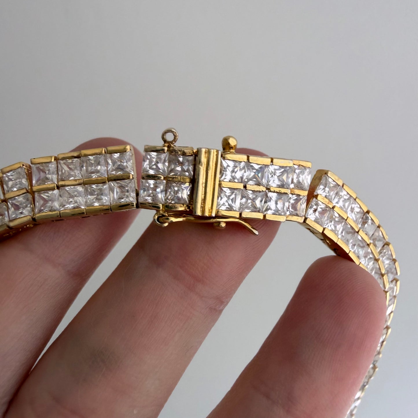 LIKE A LIVE // glam on a budget / gold over sterling silver cz tennis necklace / 18.25", 54g